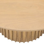 Table basse, plateau rond de 34 pouces avec base cannelée en bois de manguier brun naturel