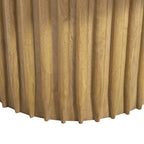 Table basse, plateau rond de 34 pouces avec base cannelée en bois de manguier brun naturel