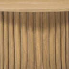 Table basse, plateau rond de 34 pouces avec base cannelée en bois de manguier brun naturel