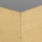 Table basse hexagonale moderne en bois doré avec plateau en verre - 48 x 42 x 16