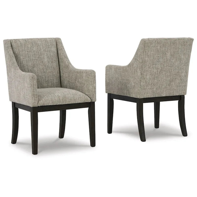   24 Inch Dining Armchair, Set of 2, Padded Beige Upholstery, Brown Legs