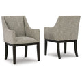   24 Inch Dining Armchair, Set of 2, Padded Beige Upholstery, Brown Legs