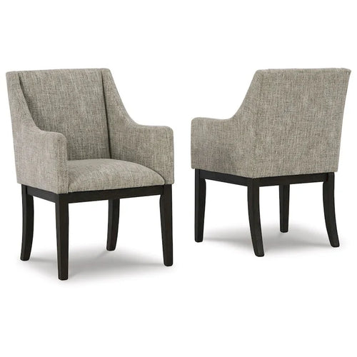   24 Inch Dining Armchair, Set of 2, Padded Beige Upholstery, Brown Legs