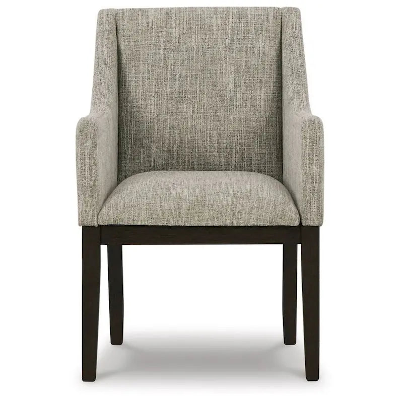 Fauteuil de salle à manger 24 pouces, lot de 2, revêtement beige rembourré, pieds marron