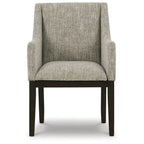 Fauteuil de salle à manger 24 pouces, lot de 2, revêtement beige rembourré, pieds marron