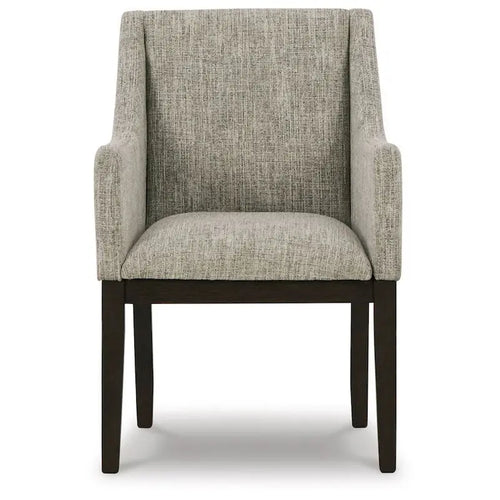 Fauteuil de salle à manger 24 pouces, lot de 2, revêtement beige rembourré, pieds marron