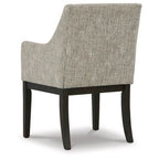 Fauteuil de salle à manger 24 pouces, lot de 2, revêtement beige rembourré, pieds marron
