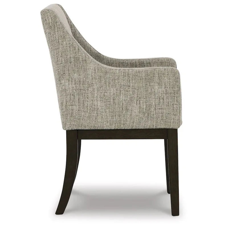 Fauteuil de salle à manger 24 pouces, lot de 2, revêtement beige rembourré, pieds marron
