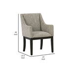 Fauteuil de salle à manger 24 pouces, lot de 2, revêtement beige rembourré, pieds marron