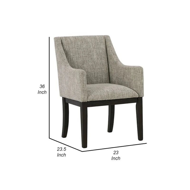 Fauteuil de salle à manger 24 pouces, lot de 2, revêtement beige rembourré, pieds marron