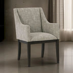 Fauteuil de salle à manger 24 pouces, lot de 2, revêtement beige rembourré, pieds marron