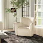 Fauteuil d'appoint incurvé 32 avec accoudoirs en fausse fourrure capitonnée