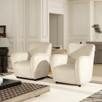   32 Transitional Faux Fur Upholstered Curved Arm Accent Chair