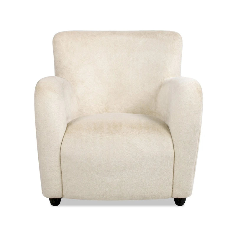 Fauteuil d'appoint incurvé 32 avec accoudoirs en fausse fourrure capitonnée