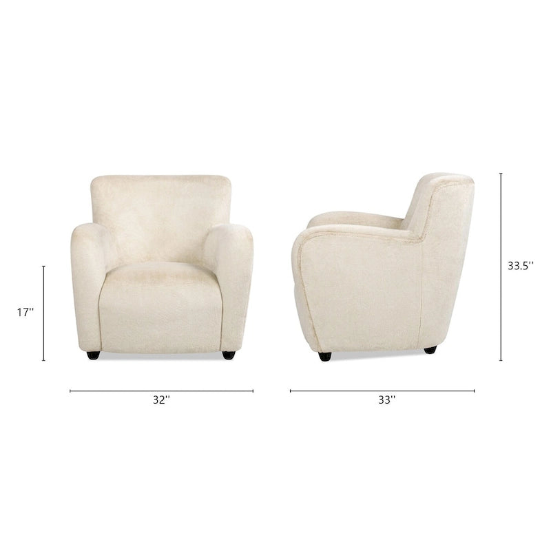 Fauteuil d'appoint incurvé 32 avec accoudoirs en fausse fourrure capitonnée