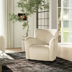Fauteuil d'appoint incurvé 32 avec accoudoirs en fausse fourrure capitonnée