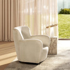 Fauteuil d'appoint incurvé 32 avec accoudoirs en fausse fourrure capitonnée