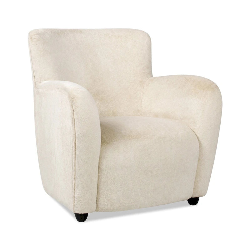 Fauteuil d'appoint incurvé 32 avec accoudoirs en fausse fourrure capitonnée