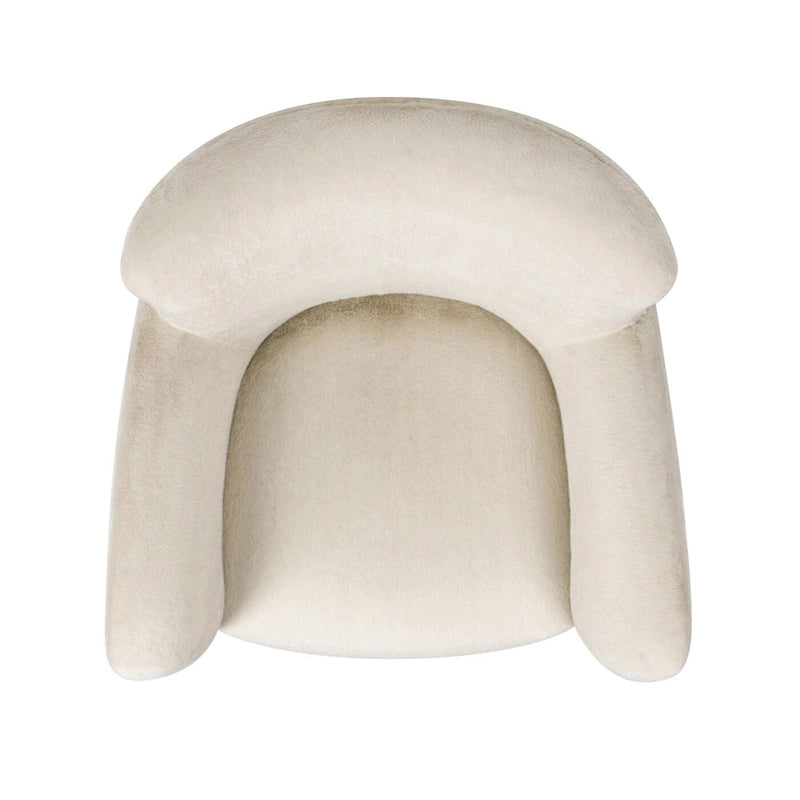 Fauteuil d'appoint incurvé 32 avec accoudoirs en fausse fourrure capitonnée