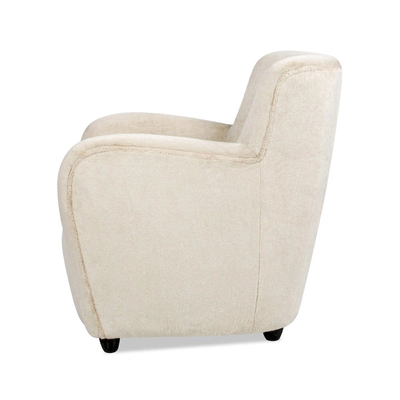 Fauteuil d'appoint incurvé 32 avec accoudoirs en fausse fourrure capitonnée