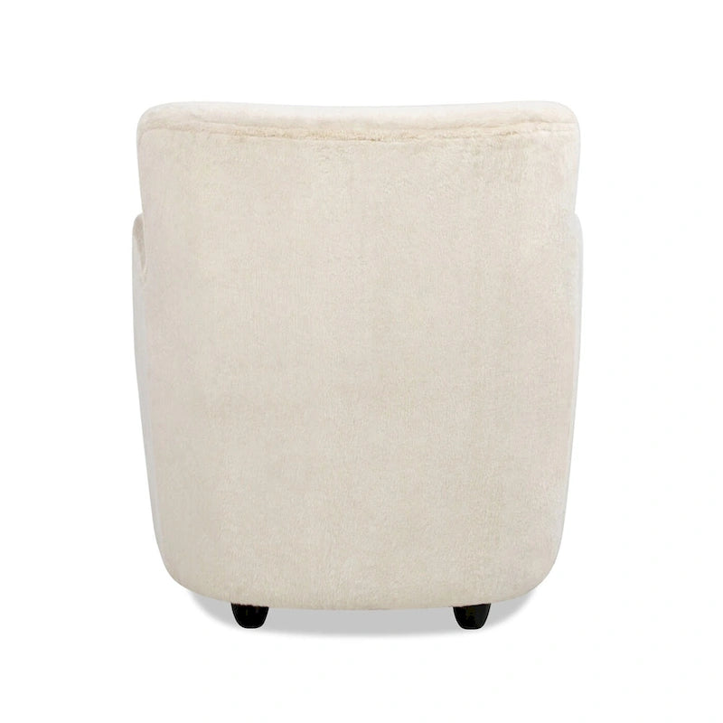 Fauteuil d'appoint incurvé 32 avec accoudoirs en fausse fourrure capitonnée