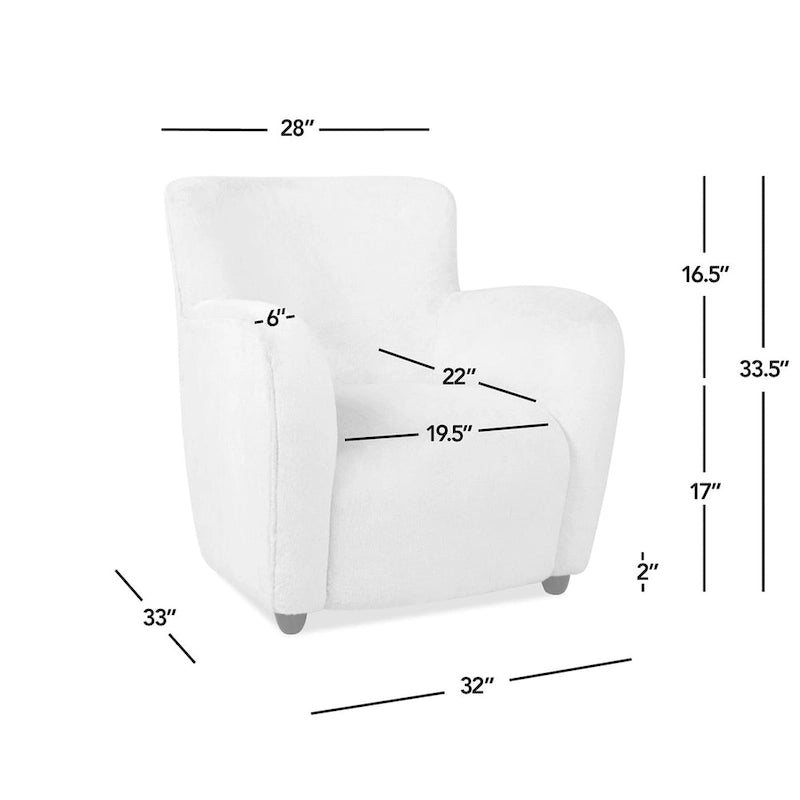 Fauteuil d'appoint incurvé 32 avec accoudoirs en fausse fourrure capitonnée
